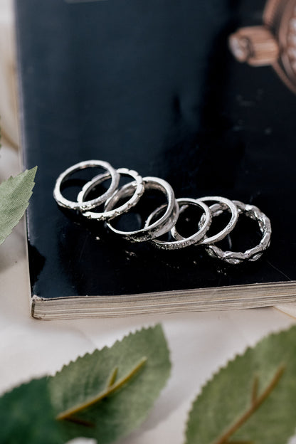 6 Silver Wave Ring Set - Lili-Origin