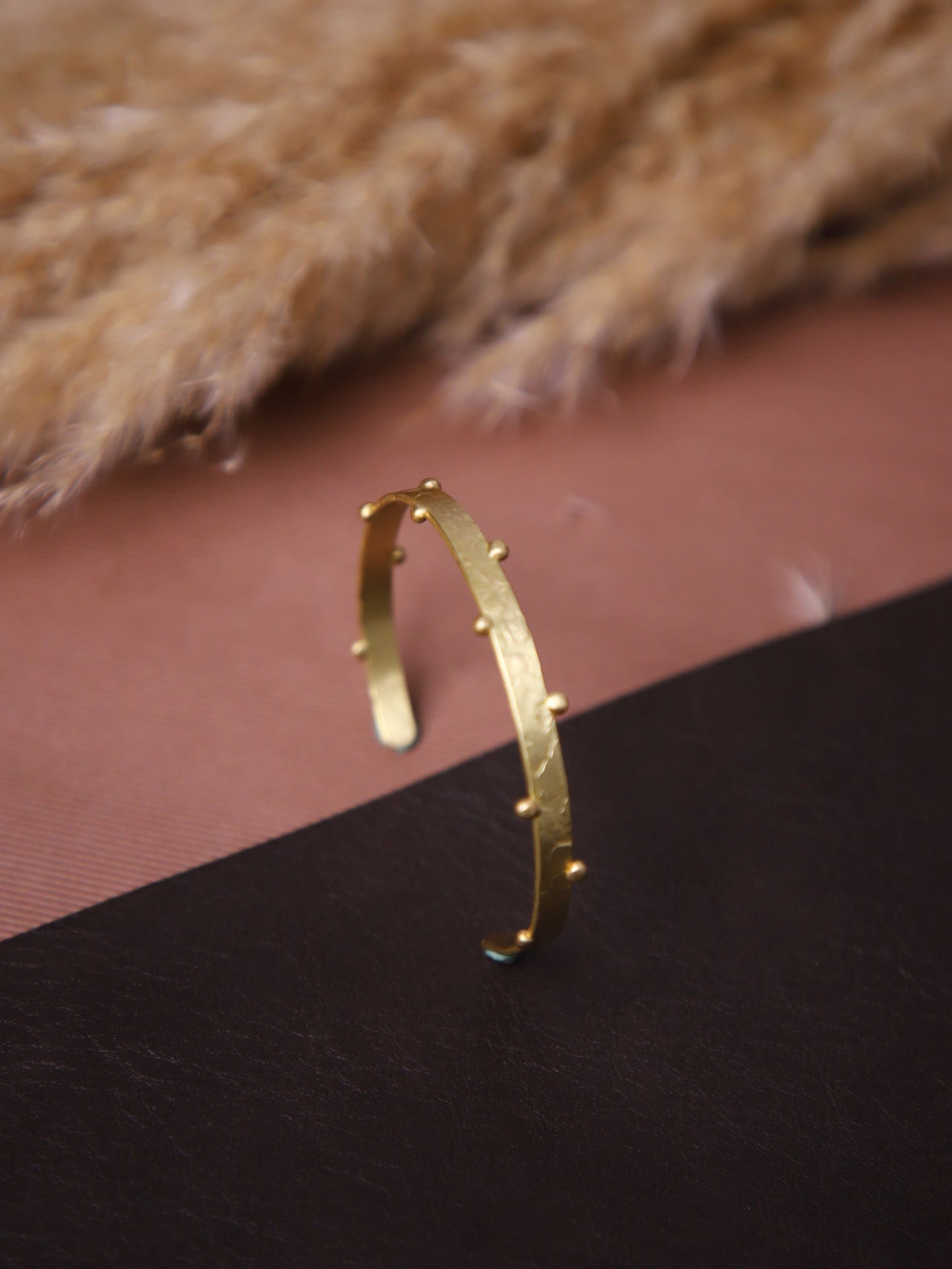 Dotted Skinny Brass Adjustable Bracelet (Anti Tarnish)