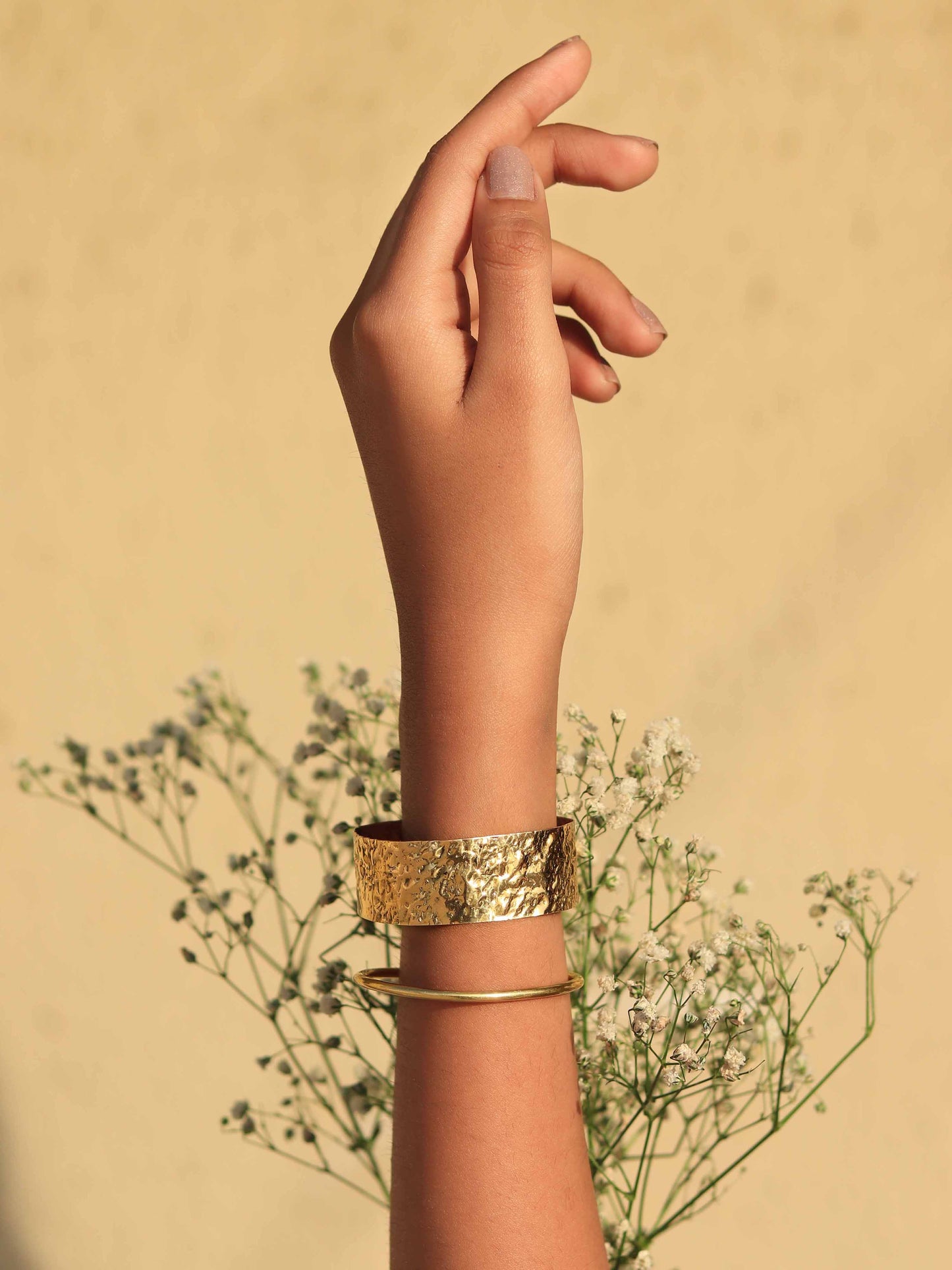 Spaced Block Statement Brass Bracelet (Anti Tarnish)