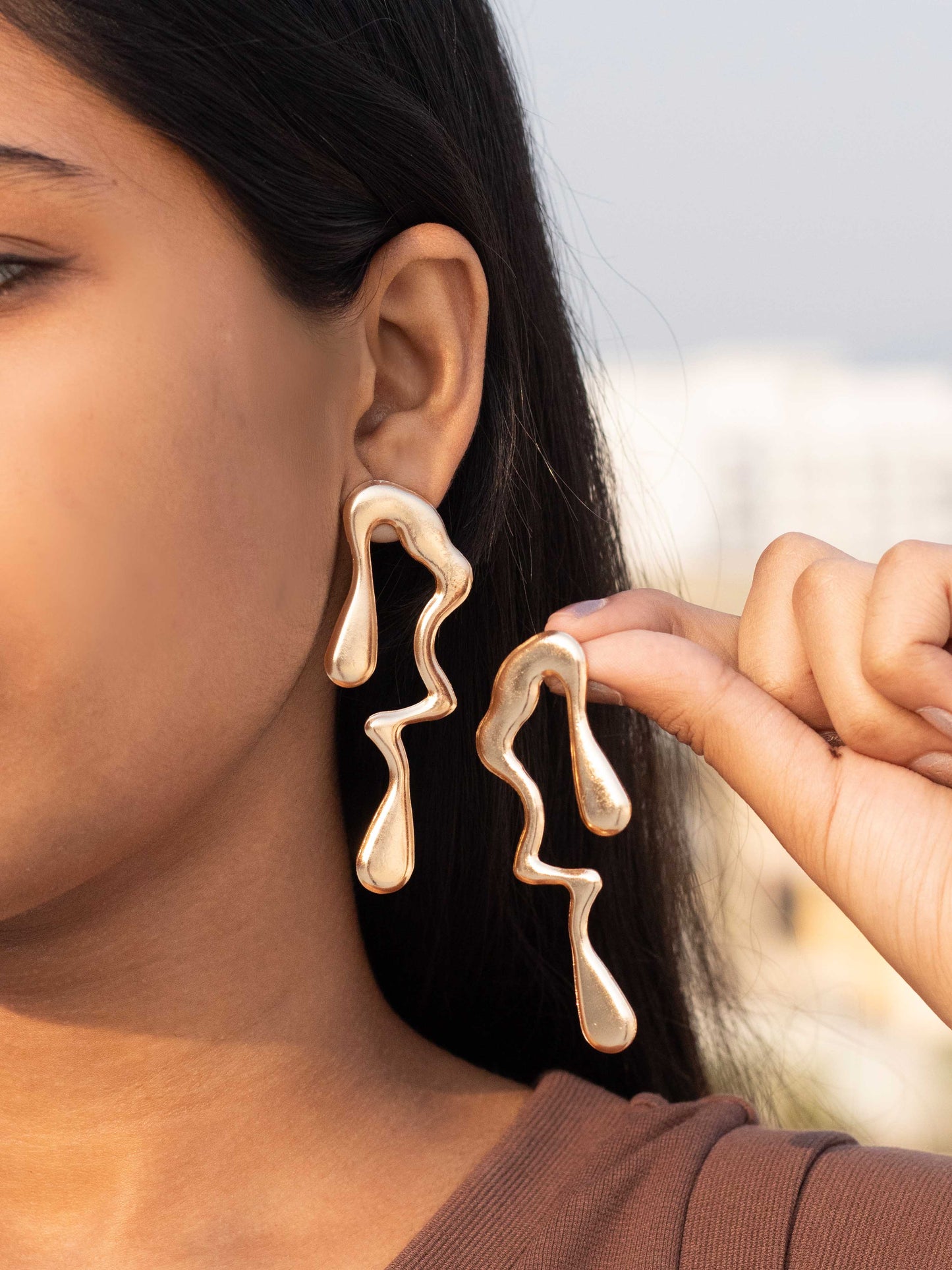 Melting Metal Statement Earring