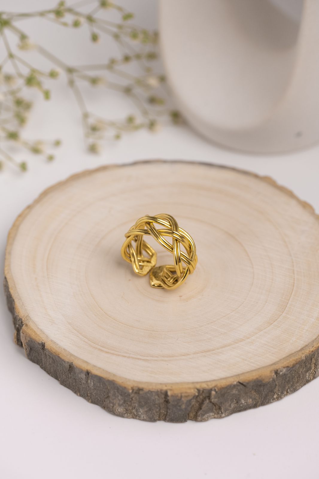 CrossWire Chunky Statement Ring (Adjustable Brass Ring) - Lili-Origin