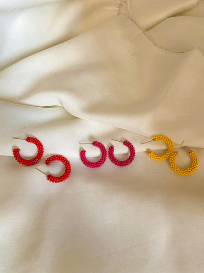 3 Pairs Beaded Hoop Earrings - Lili-Origin