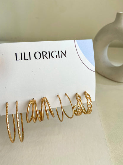 4 Pack Circular Hoop Earrings - Lili-Origin