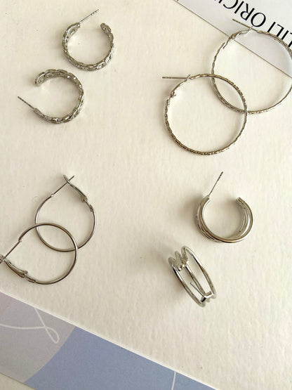 4 Pack Circular Silver Hoops - Lili-Origin