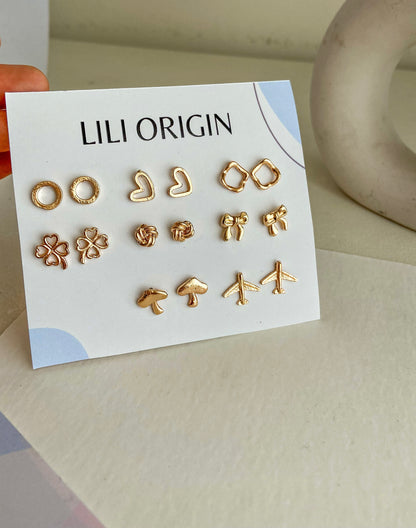 8 Pair Lili stud Earring - Lili-Origin