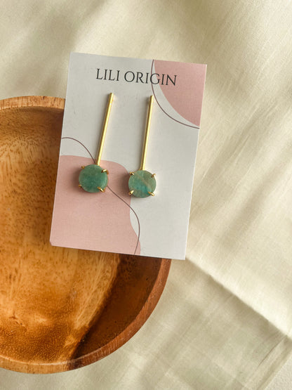 Long Green Amazonite Earring - Lili-Origin