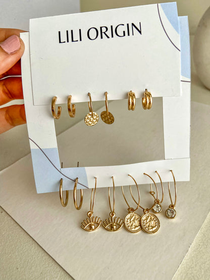 7 pack Coin Drop Earrings - Lili-Origin