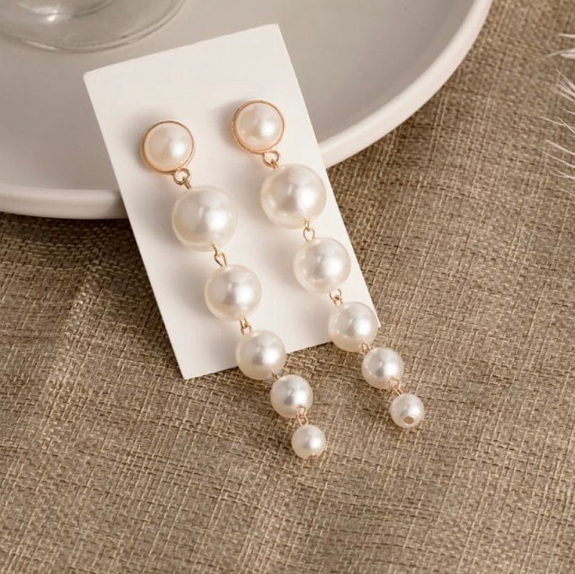 8*30mm white South Sea shell pearl long teardrop earrings, sterling silver  on sale - pearl jewelry wholesale